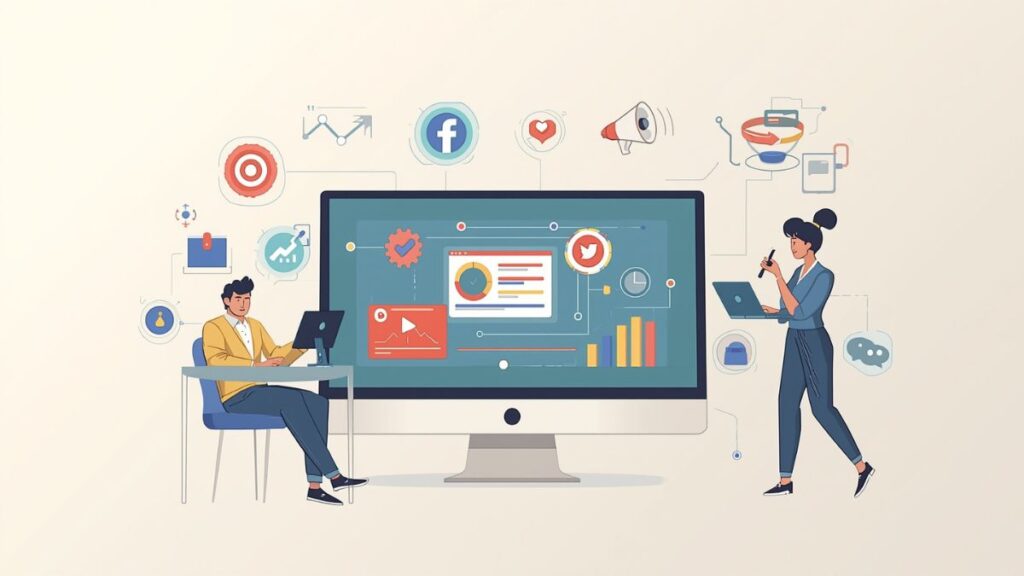 automatizar postagens em redes sociais, automação social, agendamento de posts, marketing de redes sociais, alcance orgânico social, ferramentas de automação
