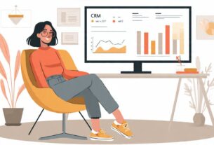 Automação de Vendas para Negócios Online com um dashboard de CRM em tela.