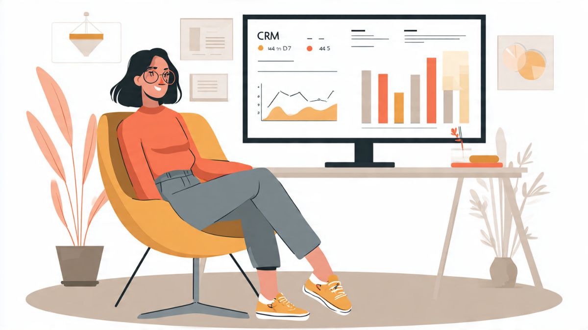 Automação de Vendas para Negócios Online com um dashboard de CRM em tela.