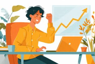 Afiliado iniciante do zero celebrando o sucesso em frente ao laptop.