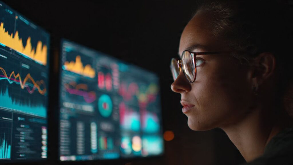 Pessoa analisando gráficos de dados para otimizar estratégias avançadas para afiliados.