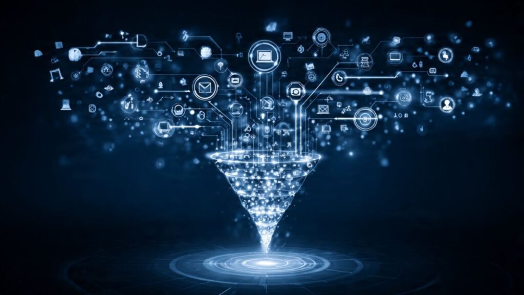 Diagrama visual de integrações para automatizar seu marketing e sincronização de dados.