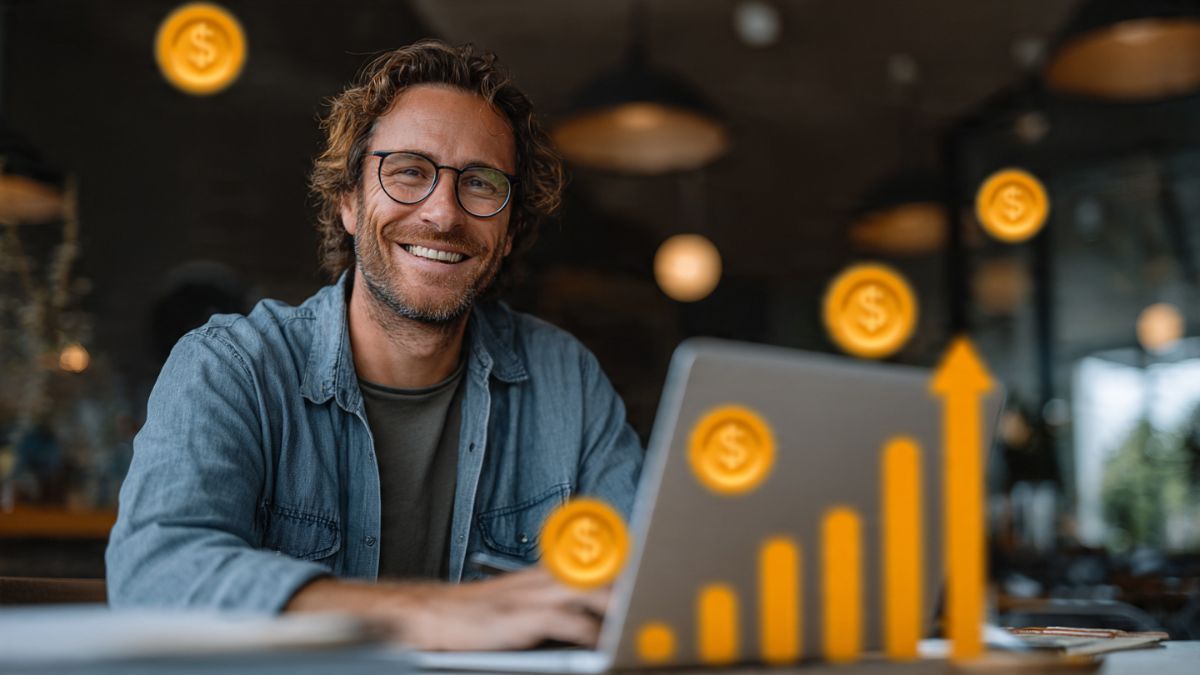 Imagem de sucesso no marketing digital, ilustrando como as plataformas de afiliados para ganhar dinheiro proporcionam liberdade de trabalho.