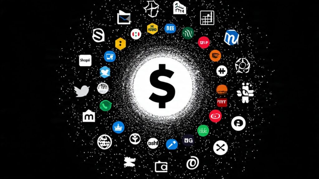 Ícones das 10 principais plataformas de afiliados para ganhar dinheiro online.