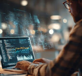 SEO Técnico como implementar: profissional otimizando código em laptop