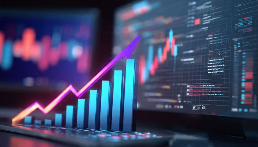 Gráfico de crescimento com a palavra-chave automação para e-commerce em destaque