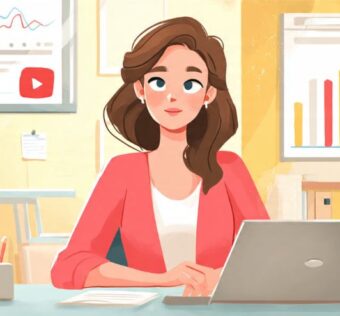 Profissional otimizando seo para youtube em um laptop