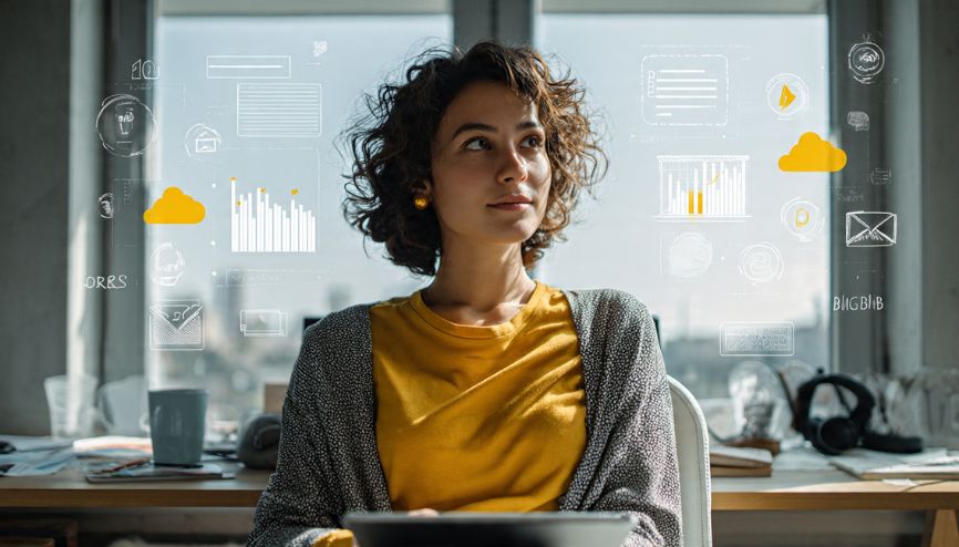 Uma mulher estrategista planejando suas estratégias para vender como afiliado